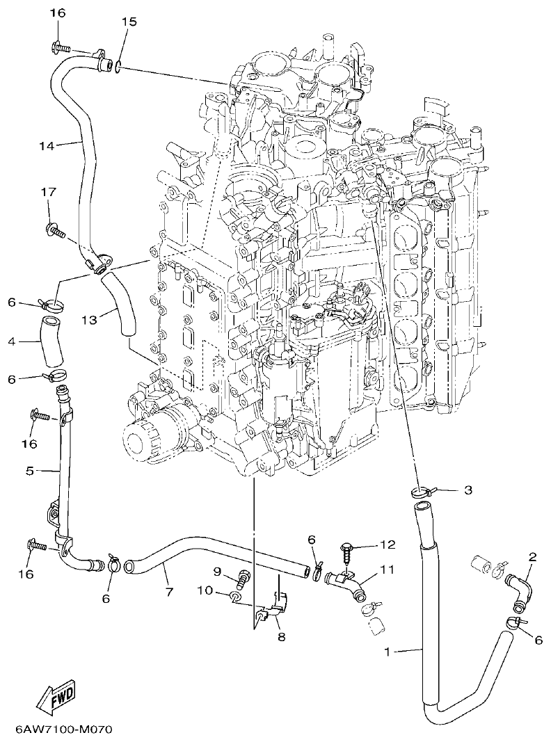 Yamaha F350AET, FL350AET CYLINDER & CRANKCASE 4 parts diagram